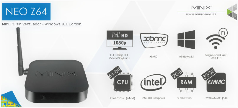 MINIX NEO Z64 Windows 8.1 Edition - Android TV 4K Ultra HD 